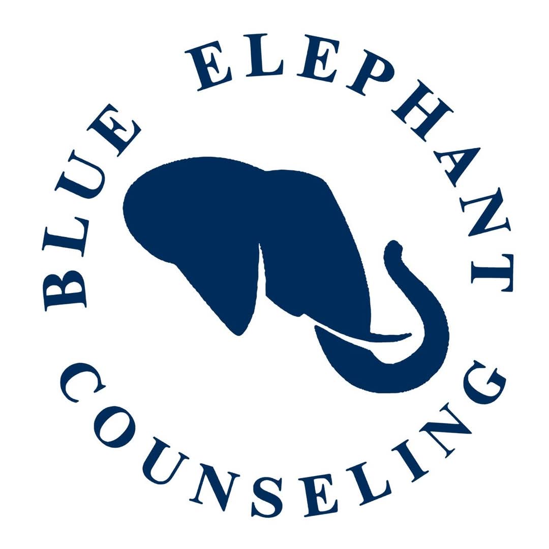 Blue Elephant Counseling on white background